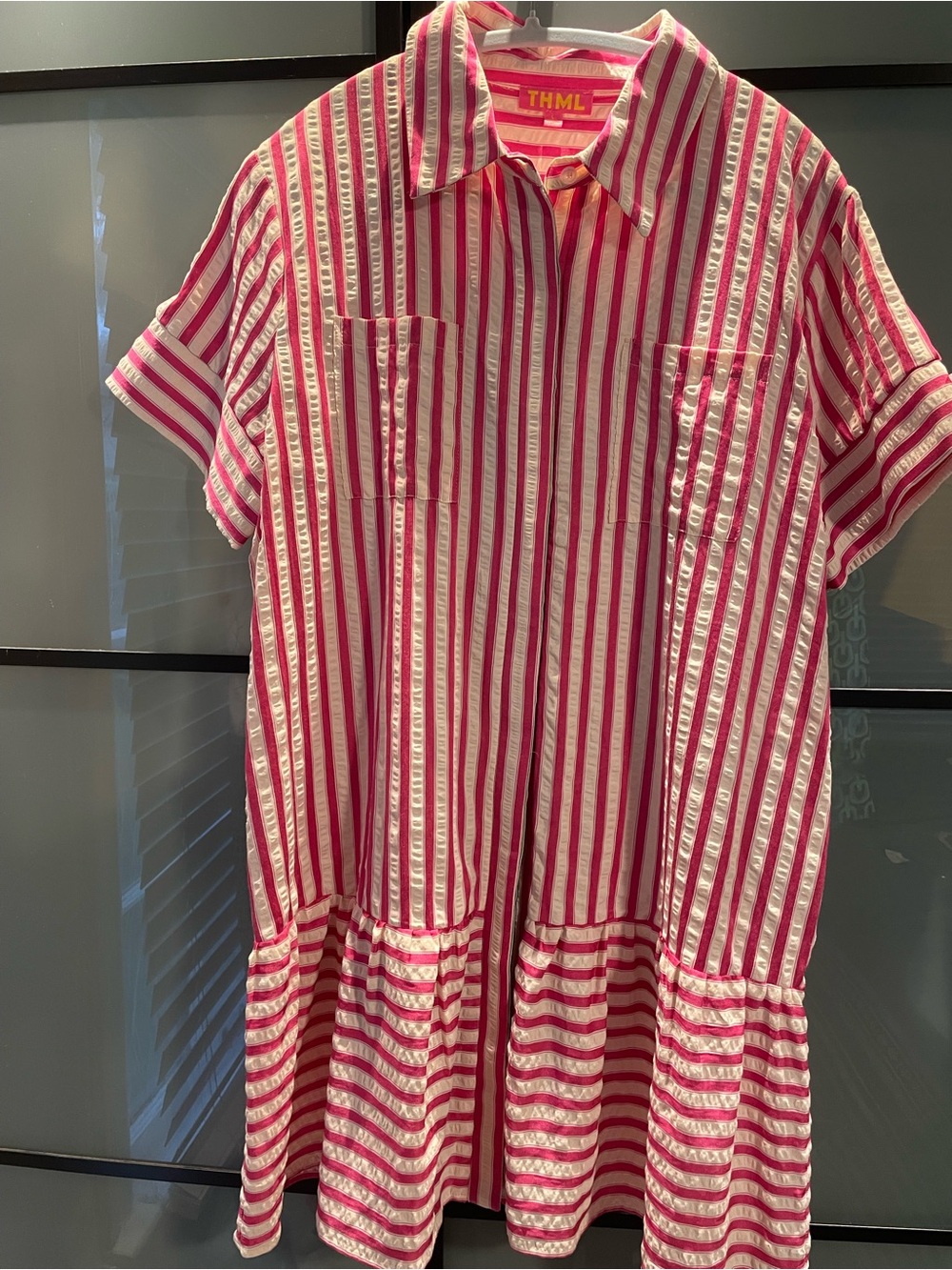 THML Pink and White Striped Mini Dress